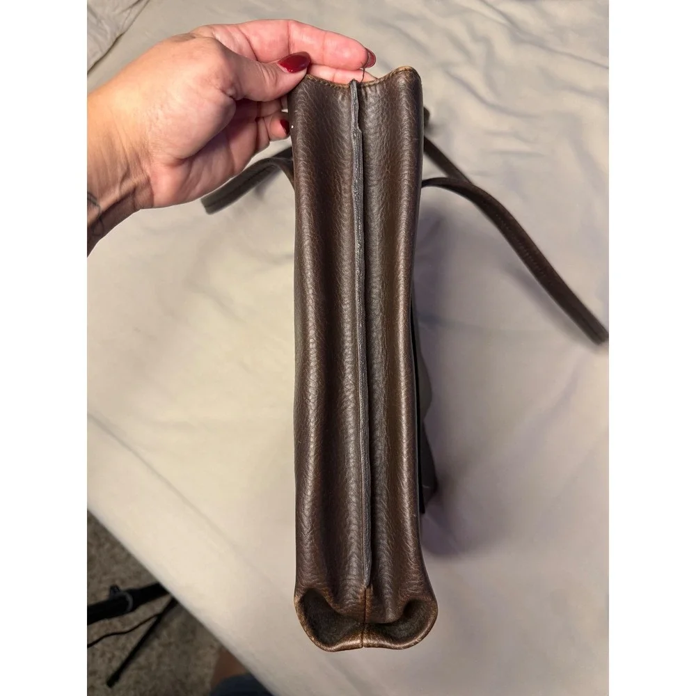 Vintage Liz Claiborne North South Leather Tote Chocolate Brown 90s